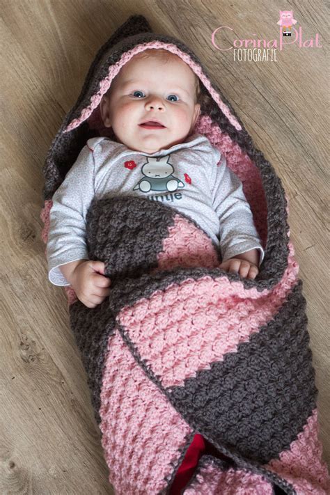 Chrocheted Hooded Baby Blanket Crochet Knit Blanket Crochet Baby