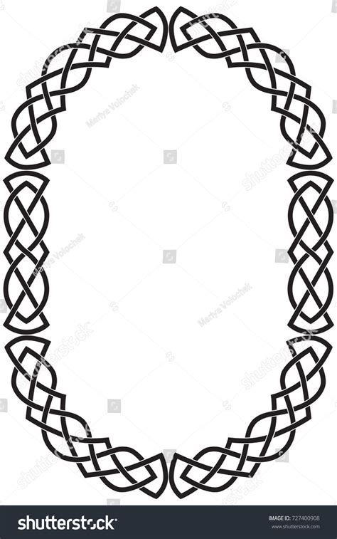 Oval Vertical Celtic Frame Black Isolated Stock Vector Royalty Free