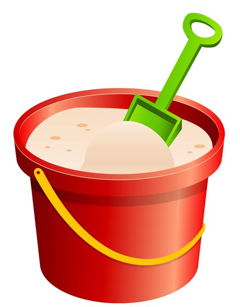 Red Sand Bucket And Green Shovel Clipart Image