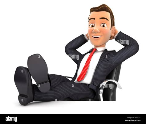 3d Businessman Relaxing With Feet Up On His Desk Isolated White