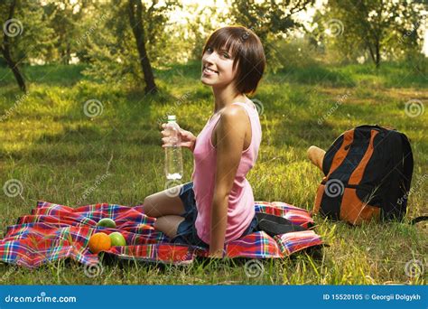 Lovely Girl On Picnic Stock Image Image Of Meadow Nature 15520105