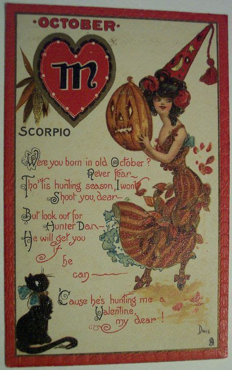 Vintage Month Of October Postcard Vintage Halloween Cards Vintage