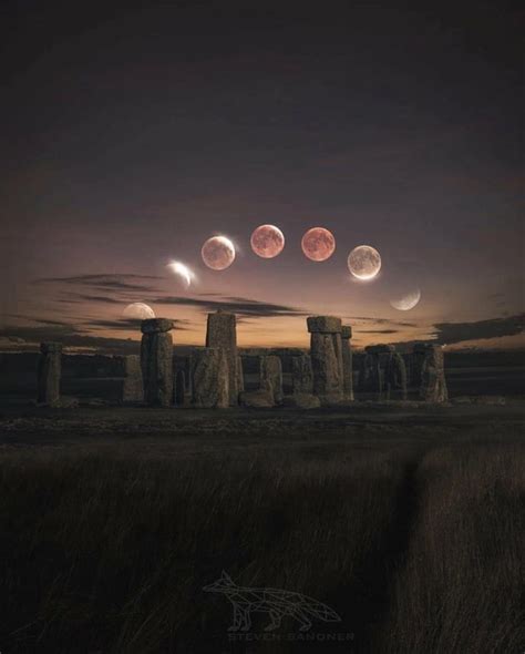 Blood Moon Eclipse Over Stonehenge Using 35 Pictures To Complete The