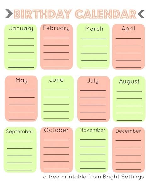 Best Fillable Birthday Calendar Free Birthday Calendar Perpetual