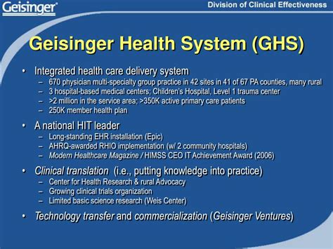 Ppt Ehr Based Disease Management Success And Challenges Geisinger