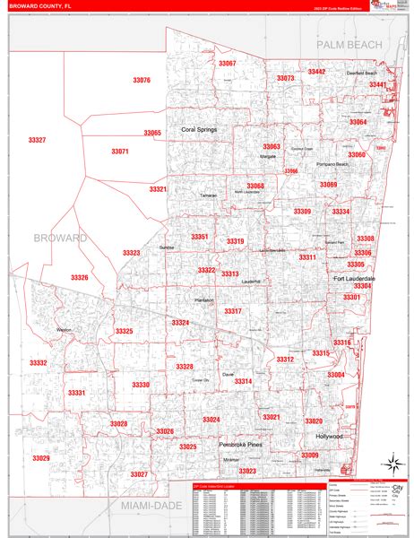Broward County Fl Zip Code Maps Red Line