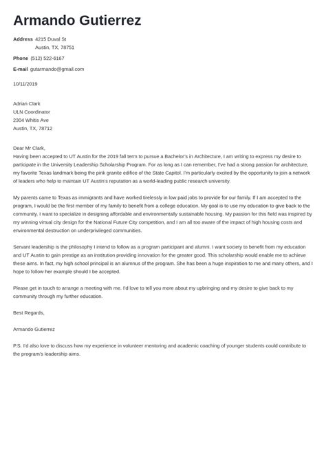 Sample Cover Letter for Scholarship Application in 2023