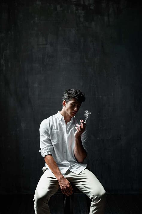 People Man Sitting On Chair Smoking Cigar Human Image Free Photo
