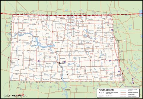North Dakota County Wall Map