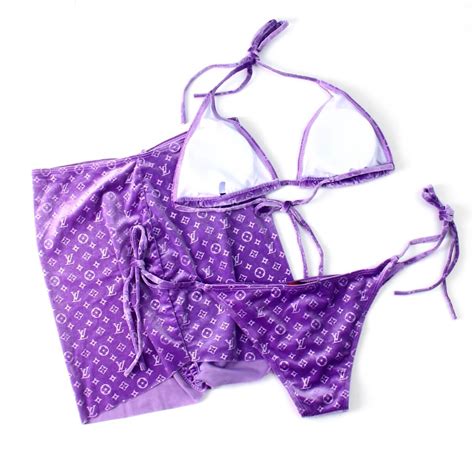 Louis Vuitton Velvet Bikini Skirt Set Purple ©beach Babe Bikini