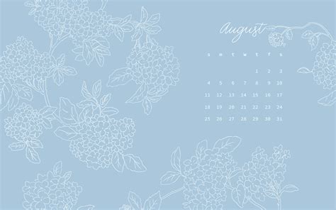 Monika Hibbs White August Desktop Calendar