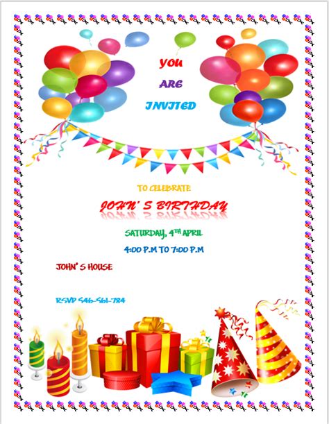 13 Free Birthday Party Invitation Flyer Templates Microsoft Word Templates