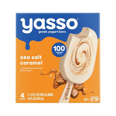 Yasso Sea Salt Caramel Greek Yogurt Bars 3 5 Fl Oz 4 Count Walmart Com