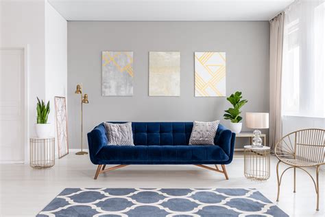 How To Choose The Right Area Rug Navy Sofa Living Room Blue Couch