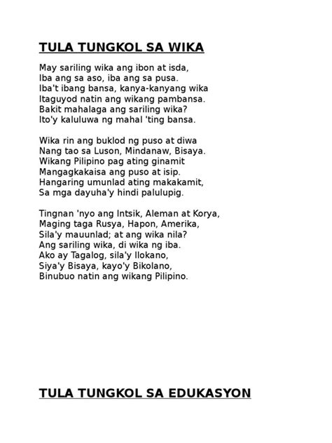Tula Tagalog Halimbawa Ng Mga Tula Sa Tagalog Filipin