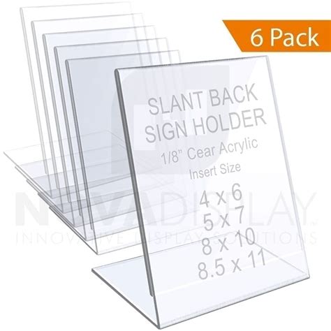 1 8 crystal clear acrylic sign holder slant back display easel