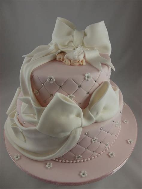 Buttercream cakes are best had at aircon temp and will be hard when cold. Baby pink Christening cake | Baby christening cakes ...