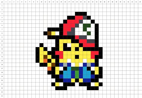 Pikachu Pok Mon Pixel Art