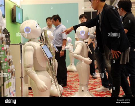 Tokyo Japan 20th July 2016 Softbank S Humanoid Robot Peppers Are Displayed At A Press