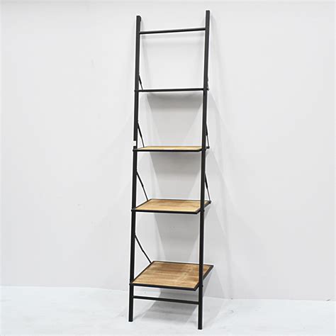 Bon augure ladder shelf 4 tier leaning industrial bookshelf, rustic wood metal ladder bookcase, standing storage book shelves for living room (dark gray oak) 4.7 out of 5 stars. vintage industrial wooden metal ladder bookshelf - Buy ...