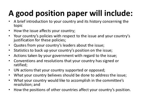 Keep in mind, however, that this is just a guide. Position paper