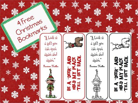 Classroom Freebies Christmas Bookmarks Christmas Bookmarks