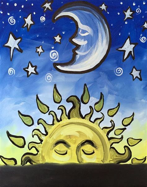 Image Result For Paint Nite Pictures Sun Moon And Sun Painting Star