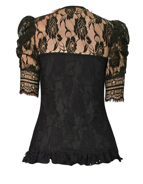 Plus Size Black Lace Victorian Blouse Gothic Steampunk Top Etsy