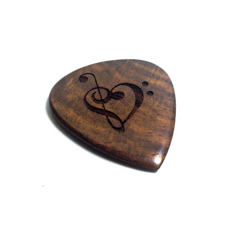 Custom Wood Guitar Pick Engraved Music Heart Music By Milenine