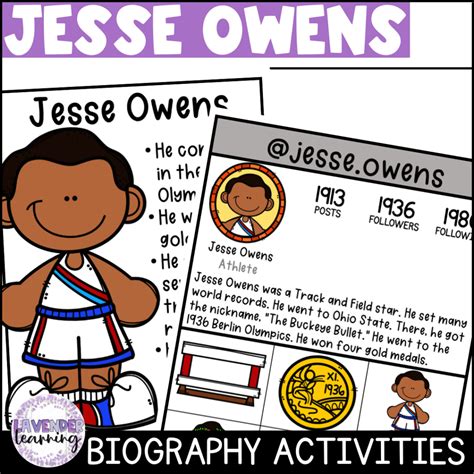 Jesse Owens Biography Activities Report And Flip Book Black History