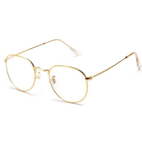 Fashion Gold Metal Frame Eyeglasses For Women Female Vintage Glasses With Clear Lens Optical