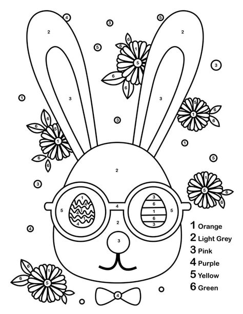 Easter Bunny Girl Color By Number Coloring Page Free Printable