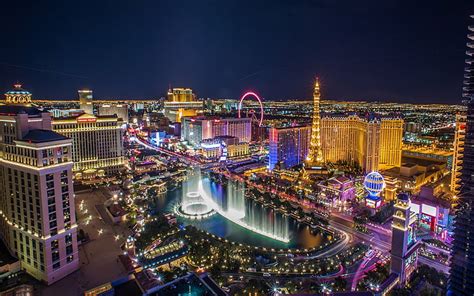 Hd Wallpaper Las Vegas City In Nevada North America Night Landscape