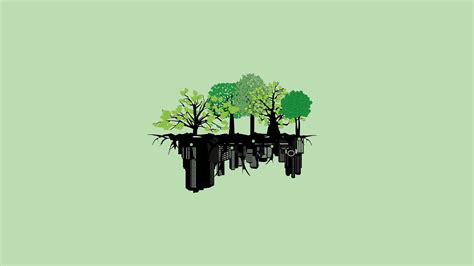Trees And Building 360 Wallpaper Nature Minimalism Hd Wallpaper