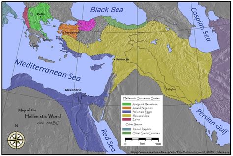 Map Of The Hellenistic World Circa 200 Bc Including Ptolemaic Egypt