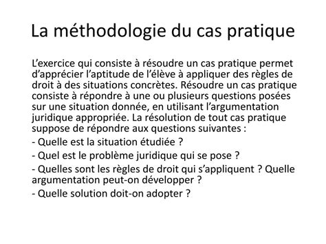 PPT La méthodologie du cas pratique PowerPoint Presentation free
