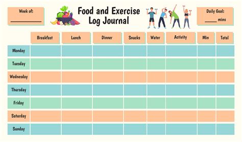 Printable Food And Exercise Log Journal In 2023 Food Log Printable