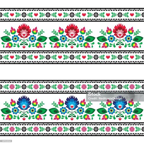 Seamless Polish Folk Art Pattern With Flowers Stock Illustration