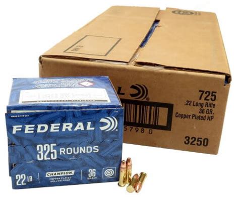 22lr 36gr Copper Plated Hollow Point Federal Champion 325 Round Pack