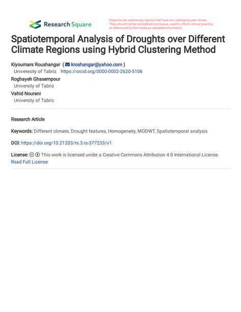 PDF Spatiotemporal Analysis Of Droughts Over Different Climate