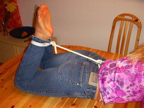 Girl In Jeans And Sheer Pantyhose With Feet Tied Up Picture 10 Uploaded By Fshlover On