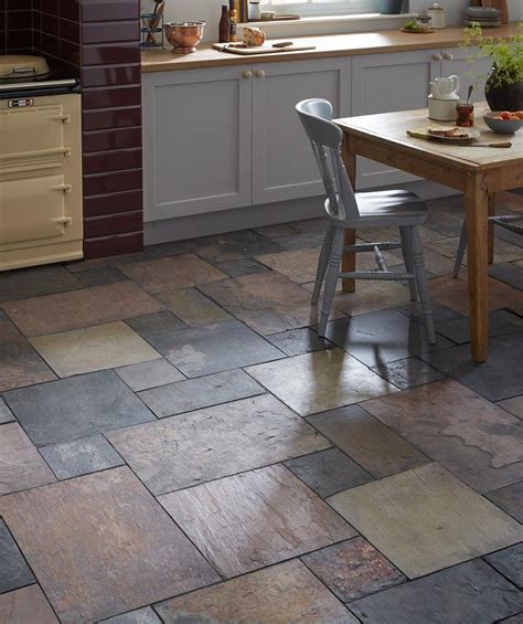 Black slate tiles are natural stone tiles which will look gorgeous in any room in your house. Natural Slate Sheera Modular | Kitchen flooring, Modular ...