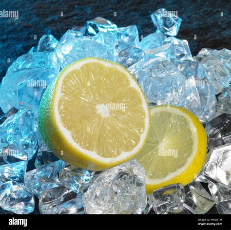 Lemons And Ice Cubes Stock Photo Alamy