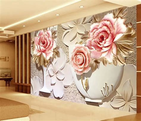 Custom 3d Wallpaper Murals 3d Flower Wallpaper Relief Flower 3d