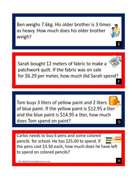 Math word problems by type these word problems are sorted by type. 5.NBT.7 - Multiplying Decimals Word Problems - FREE ...