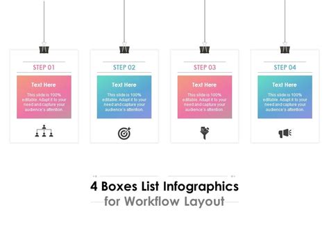 4 Boxes List Infographics For Workflow Layout Powerpoint Presentation