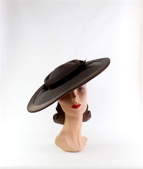 Reserved 1940s Brown Platter Hat 1940s Platter Hat Vintage Platter Hat