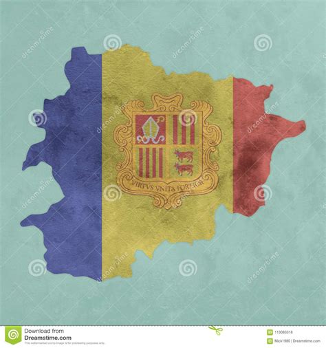 Tusindvis af nye billeder af høj kvalitet. Textured Map And Flag Of Andorra Stock Illustration ...