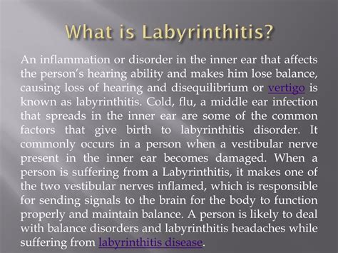 Ppt What Is Labyrinthitis Causes Symptoms Treatment Diagnosis