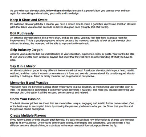 Free 11 Sample Elevator Pitch Templates In Pdf Ms Word